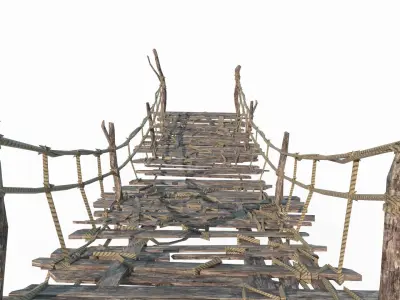 Ancient architecture old suspension bridge 3D model