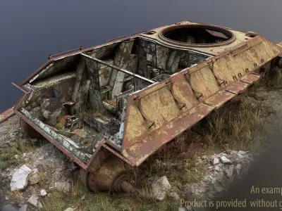 Tank T-34 Hull Rusted Low-poly 3D model