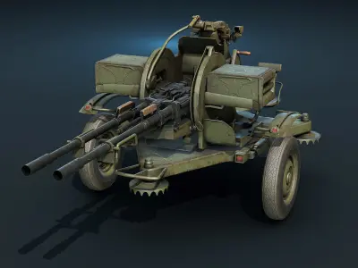 ZU-23-2 Anti-Aircraft Cannon Low-poly 3D model