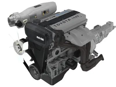 Toyota 4AGE Bluetop engine Low-poly 3D model