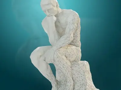Low poly Statue of the Thinker 3D model