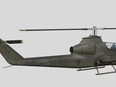 AH-1G Cobra US Army Vietnam War Helicopter Game Ready PBR 136K Low-poly 3D model
