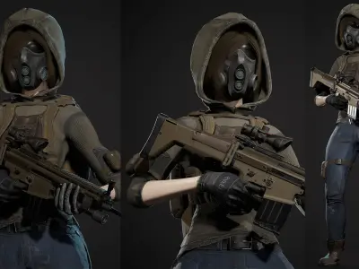 Survivor Man and lady 1 Low-poly 3D model