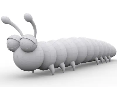 Carterpillar Toon Animated Low-poly 3D model