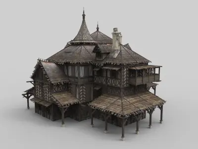 Medieval house fantasy 20 Low-poly 3D model