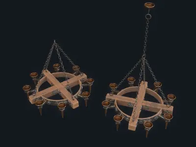 Medieval Chandelier 1 Low-poly 3D model