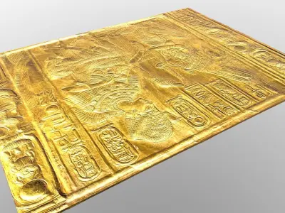 Gold relief of Tutankhamun-Ancient Egypt Low-poly 3D model