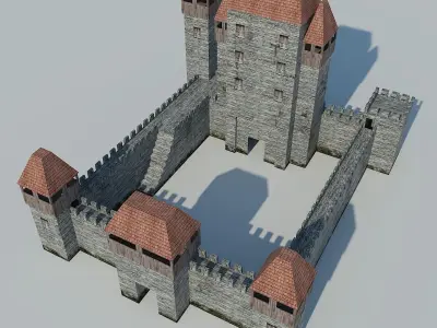 Low Poly Castle medieval - medieval Low-poly 3D model