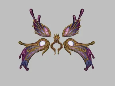 Purple Golden Wing Low-poly 3D model