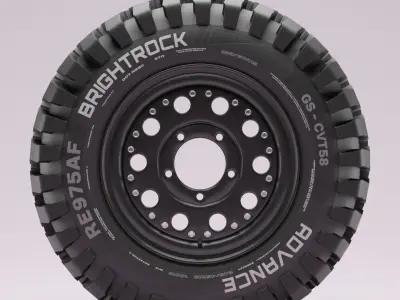 Offroad Truck Tire and Rim Low-poly 3D model version 2 Low-poly 3D model