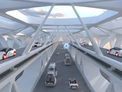Sci-Fi Futuristic Autobahn Tunnel 3D model