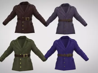 jacket military trench coat Low-poly 3D model