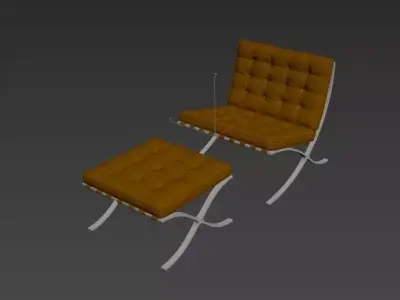 chair barcelona lounge and ottoman Free 3D model