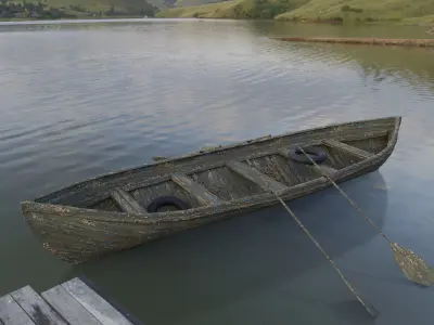 Old Row Boat-Game Ready Low-poly 3D model
