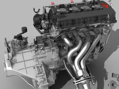 Engine with Transmission Exhaust 3D model