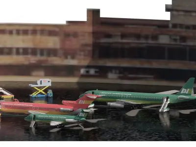  BAC-ONE-11 GREEN  BOEING 727-200  and DC-8-62 3D model