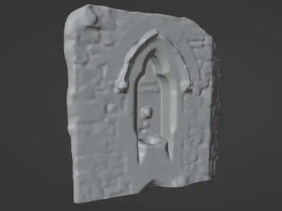 Stone Font Gothic Fountain Photo-Scan Low-poly 3D model