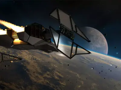 Futuristic Stealth Spacecraft Black Gold Sci-Fi Fighter 3D model