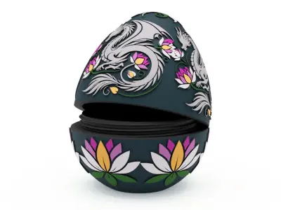 Enchanted Lotus Dragon Egg Embossed and Debossed 3D print model