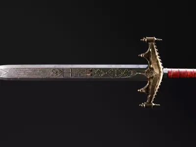 Cathedral Great sword Low-poly 3D model