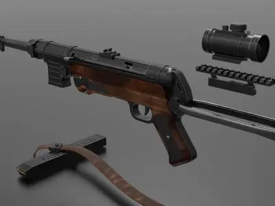 MP 40 Submachine Gun Fps-Tps Low-poly 3D model
