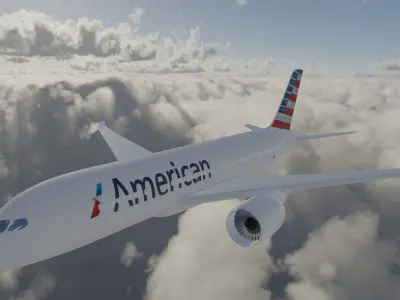 Boeing 787 American Airlines Low-poly 3D model