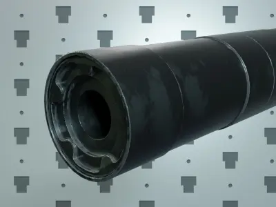 Rugged Supressor Silencer Obsidian 45 ACP Low-poly 3D model