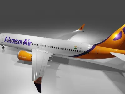 Akasa air Boeing 737 max 8 3d model Low-poly 3D model