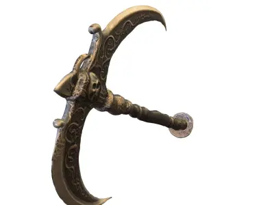 Dark Skull Battle Scythe Low-poly 3D model