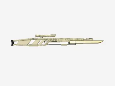 SciFi Sniper Gunblade A10 Desert Camouflage - Fiction Weaponry Low-poly 3D model