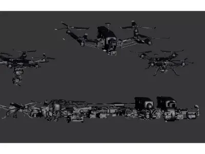 Modular component disassembly of unmanned aerial vehicles Low-poly 3D model