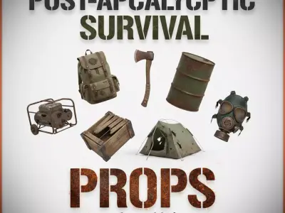Post Apocolyptic Props High Poly 3D model