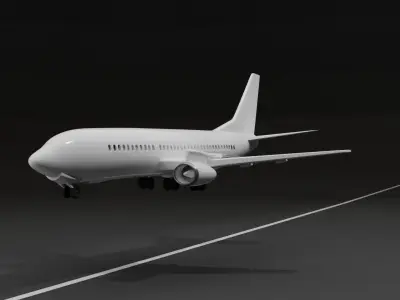 Low Poly Commercial Airplane Game Ready 3D Model Low-poly 3D model