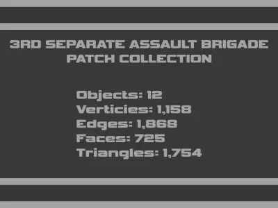 Ukrainian 3rd Separate Assault Brigade - Patches Bundle - PVC Low-poly 3D model