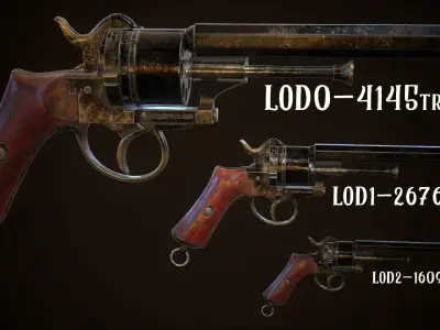 LEFAUCHEUX - Vintage Revolver Dark Low-poly 3D model