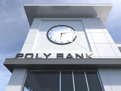 Commercial Building-023 Bank With Drive-thru 3D model