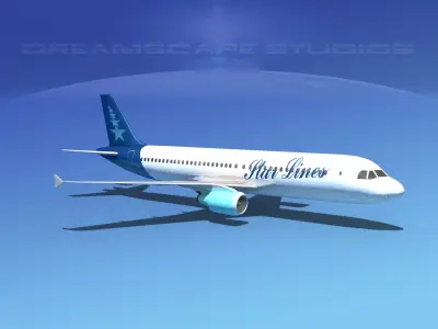 Airbus  A320 LP Star Lines Low-poly 3D model
