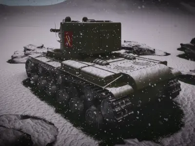 KV-2 tank Low-poly 3D model