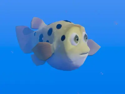 Puffer Fish Toon Low-poly 3D model
