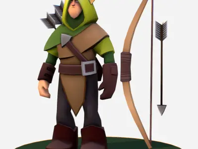  Archer Scout  Handpaint Cartoon MMO rpg Character Low-poly 3D model