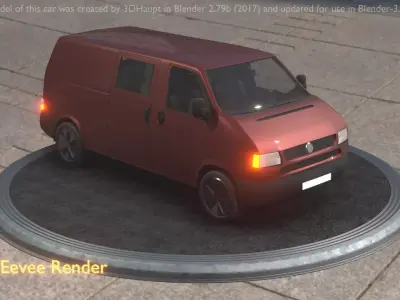 City Car 81 Commercial Transporter Type-C Brown Low-poly 3D model