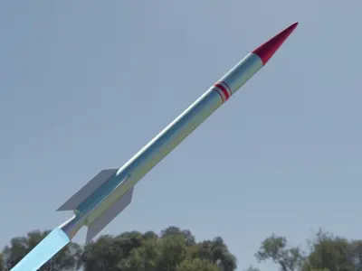 Rocket Low Poly flying in sky Free low-poly 3D model