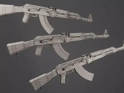 AK 47 Low-poly 3D model 9