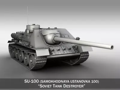 SU-100 - Soviet Tank Destroyer  3D model
