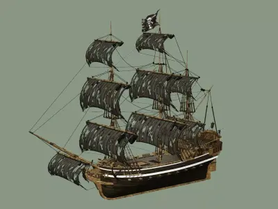 Sailboat Galleon - Game Ready A Low-poly 3D Model Low-poly 3D model