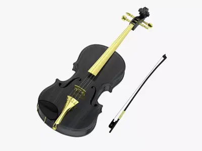 Black Luxury Viola and Bow 3D model