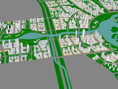 Urban highrise building building ancillary building commercial 3D model