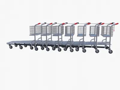 Shopping cart stack v1 Low-poly 3D model