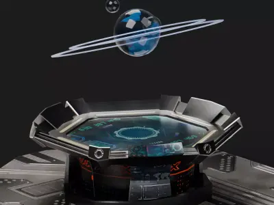 Sci-fi Command Center Table Low-poly 3D model