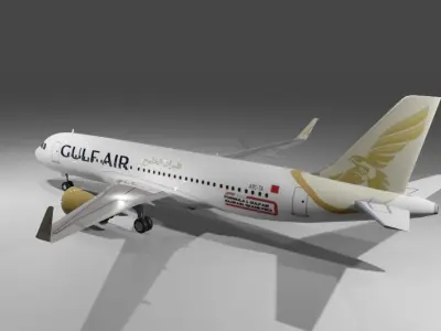 Gulf air airbus a320neo 3d model  Low-poly 3D model